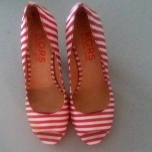 Michaell Kors NEW Candy Cane Stripe heels with kork soles and 3.5 Heels NEW 6.5